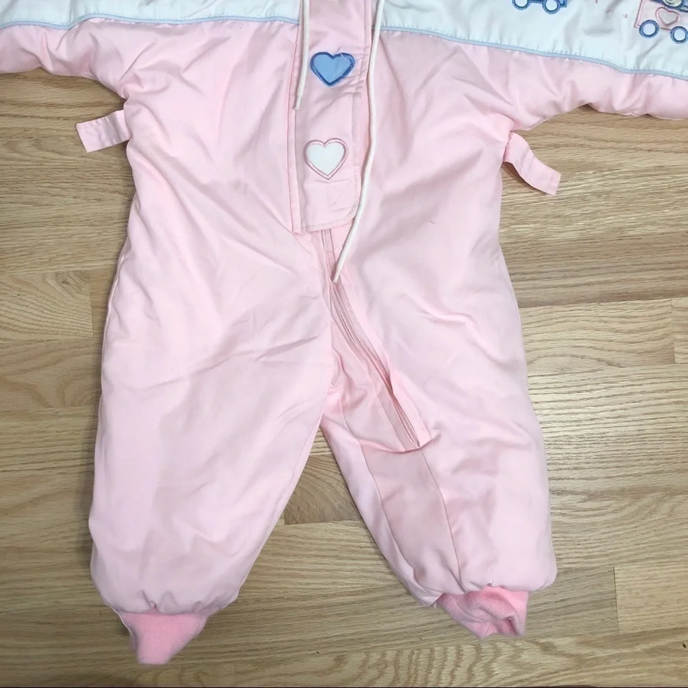 Vintage Tidykins Kids Snowsuit Quilted Puffer 18 Months Bunting 90s 80s Hooded